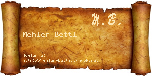 Mehler Betti névjegykártya